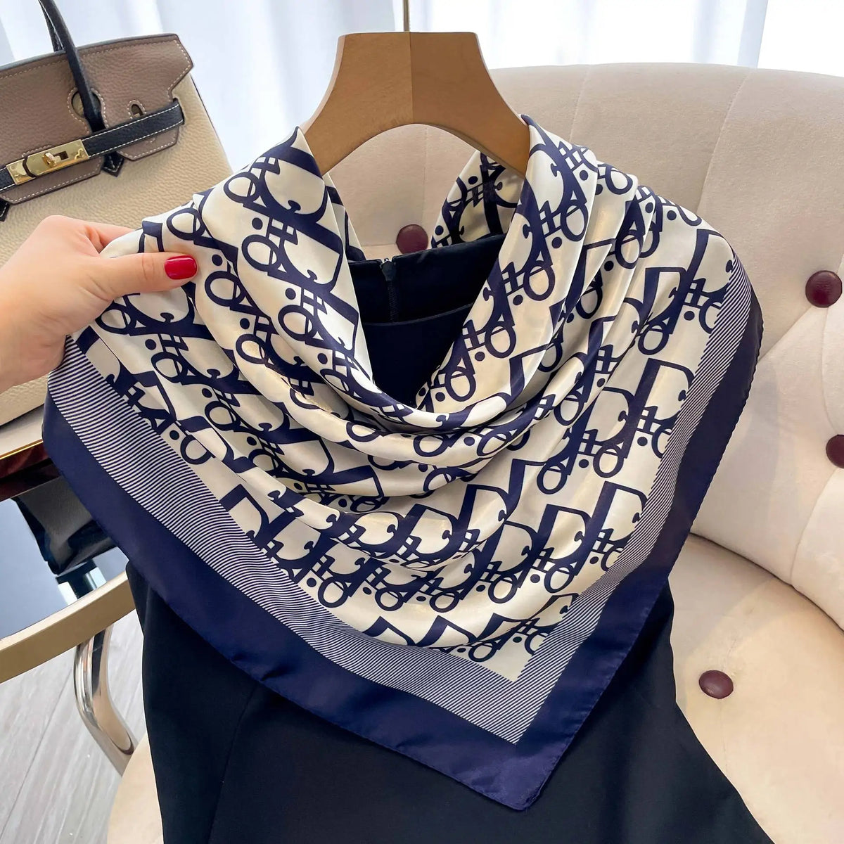 90 cm Printed Silk Scarf – Hair & Neck Wrap
