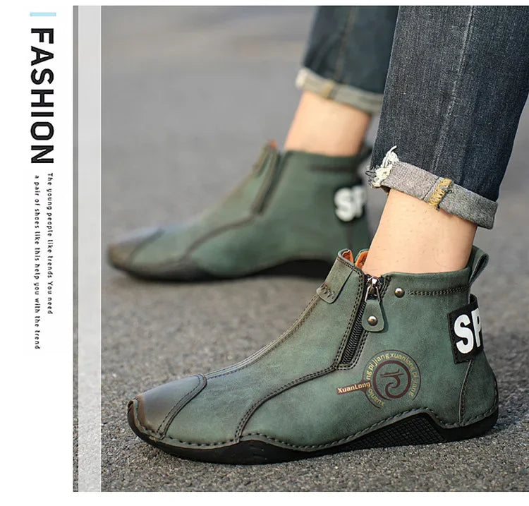 Autumn and Winter New Men's Short Boots British Classic Retro Flat Bottom Cotton Shoes Outdoor Business Sports Casual Shoes