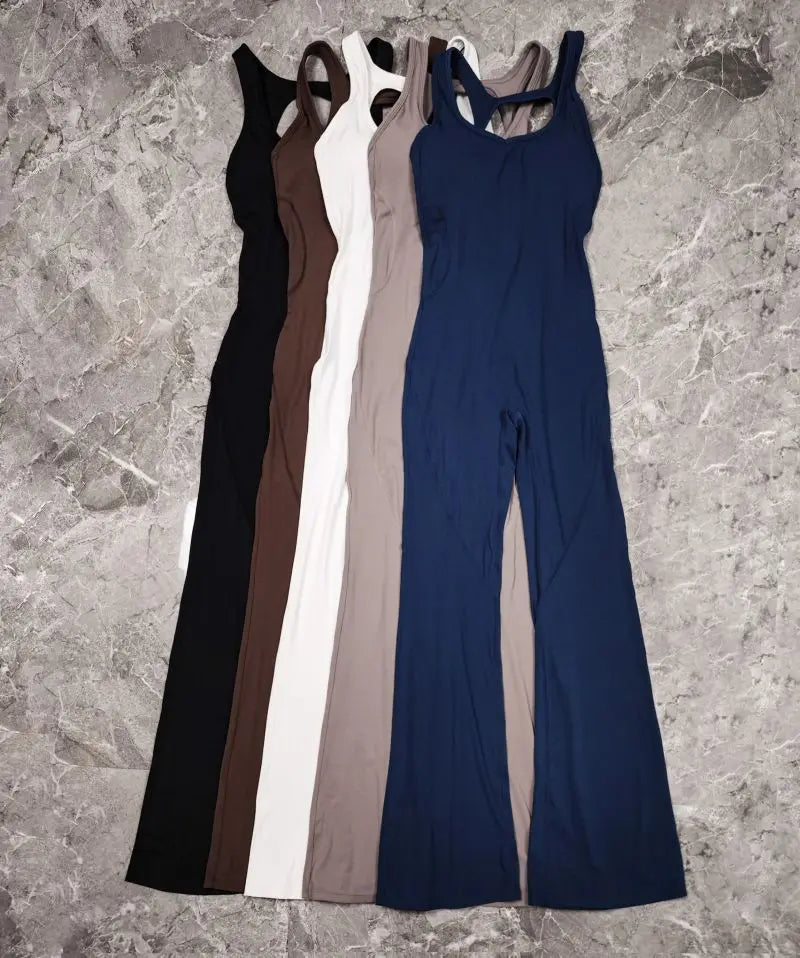 Summer Sport Yoga Jumpsuit Dance Traning Bell Bottoms One-Piece Clothes for Women Sport Set Women Workout Clothes for Women
