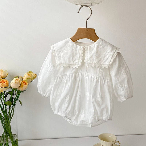 0 - 24M New Infant Baby Girls Jumpsuit Baby Romper Girls Embroidery Clothing Spring Cotton Long Sleeve Toddler Baby Girl Romper - Beauty