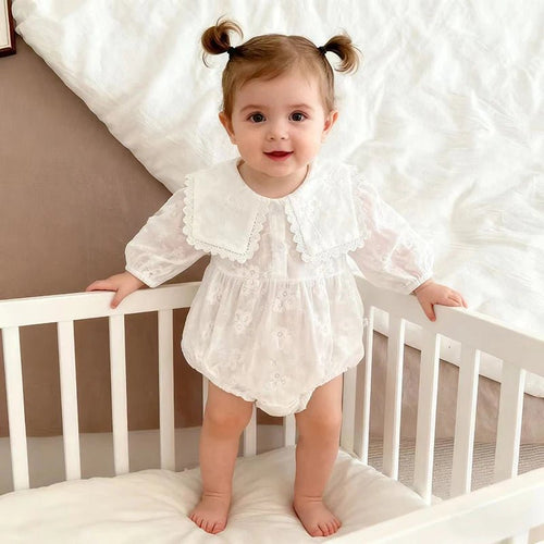 0 - 24M New Infant Baby Girls Jumpsuit Baby Romper Girls Embroidery Clothing Spring Cotton Long Sleeve Toddler Baby Girl Romper - Beauty