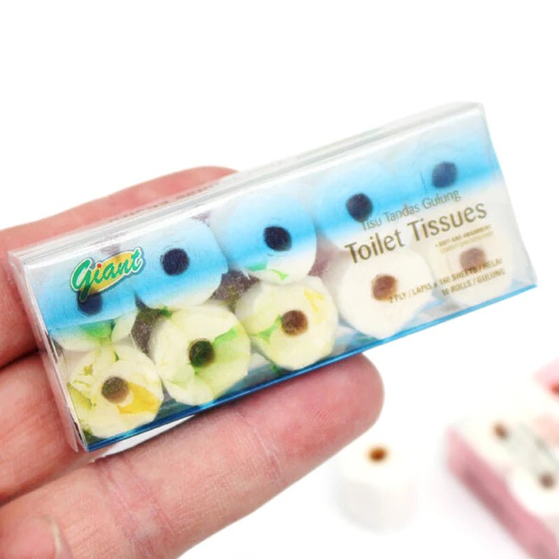 1 Set 1/12 Dollhouse Miniature Paper Towel Roll Model Toilet Tissue Decoration Dolls House Bathroom Accessories - Beauty