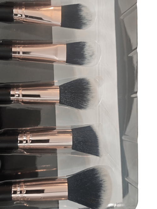 10 - Pack Black Handle and Rose Gold Makeup Applicator Brush Beauty Set - Beauty