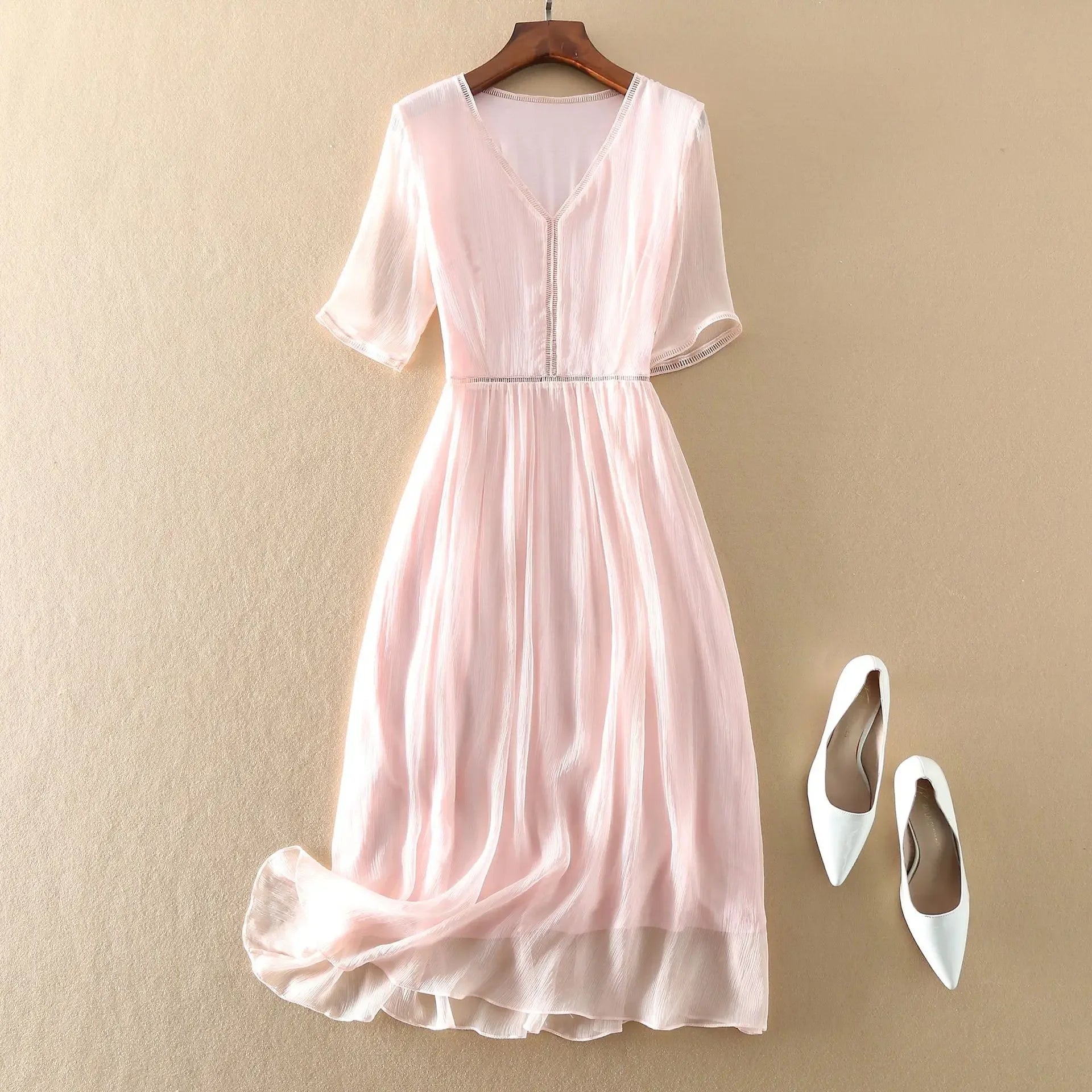 100% Real Silk Summer Dress Women Elegant Red Dresses For Women Clothing Office Lady Holiday Beach Dress Vestido De Mujer Zm274 - Beauty