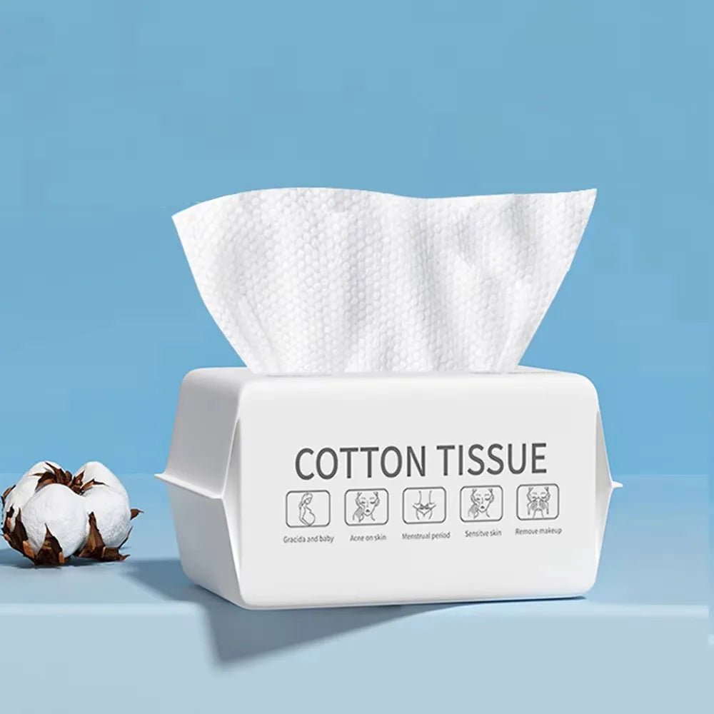 100PCS Natural Disposable Face Towel Travel Facial Cleansing Wet And Dry Makeup Remover Pearl Cotton Soft Makeup Nonwoven Towel - Beauty