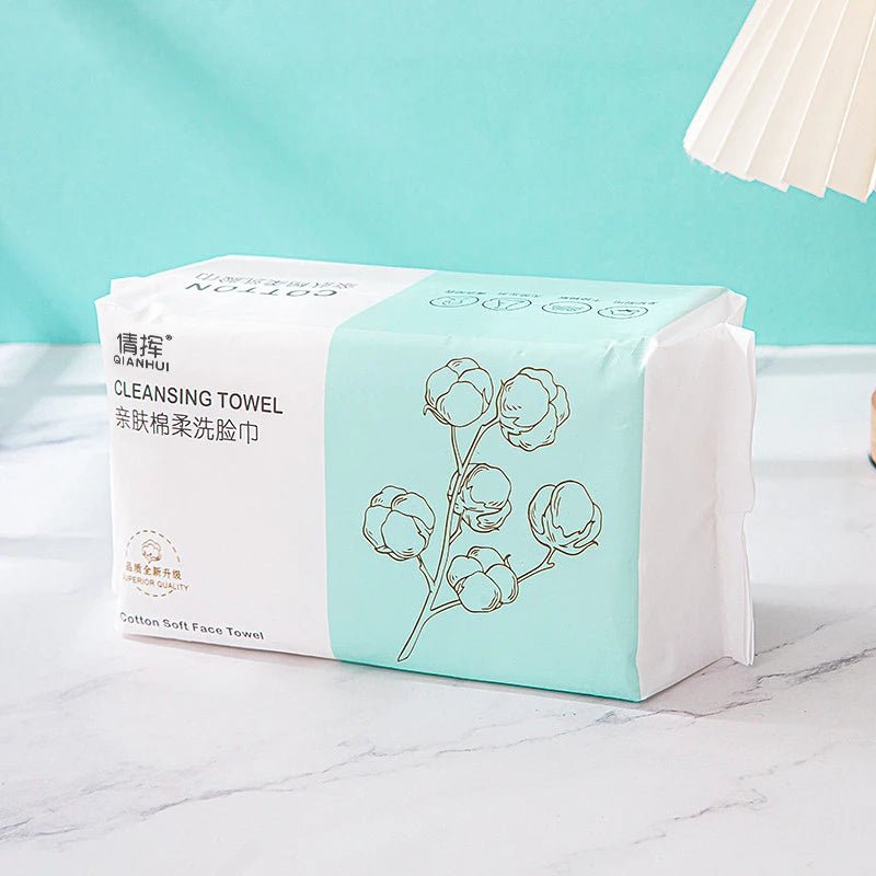 100PCS Natural Disposable Face Towel Travel Facial Cleansing Wet And Dry Makeup Remover Pearl Cotton Soft Makeup Nonwoven Towel - Beauty