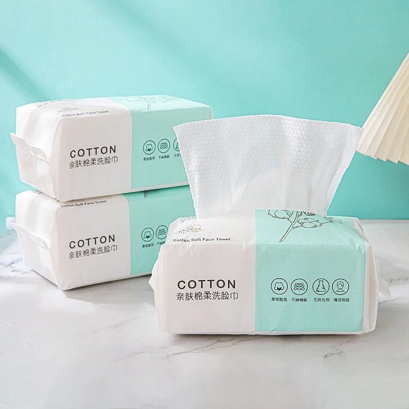 100PCS Natural Disposable Face Towel Travel Facial Cleansing Wet And Dry Makeup Remover Pearl Cotton Soft Makeup Nonwoven Towel - Beauty