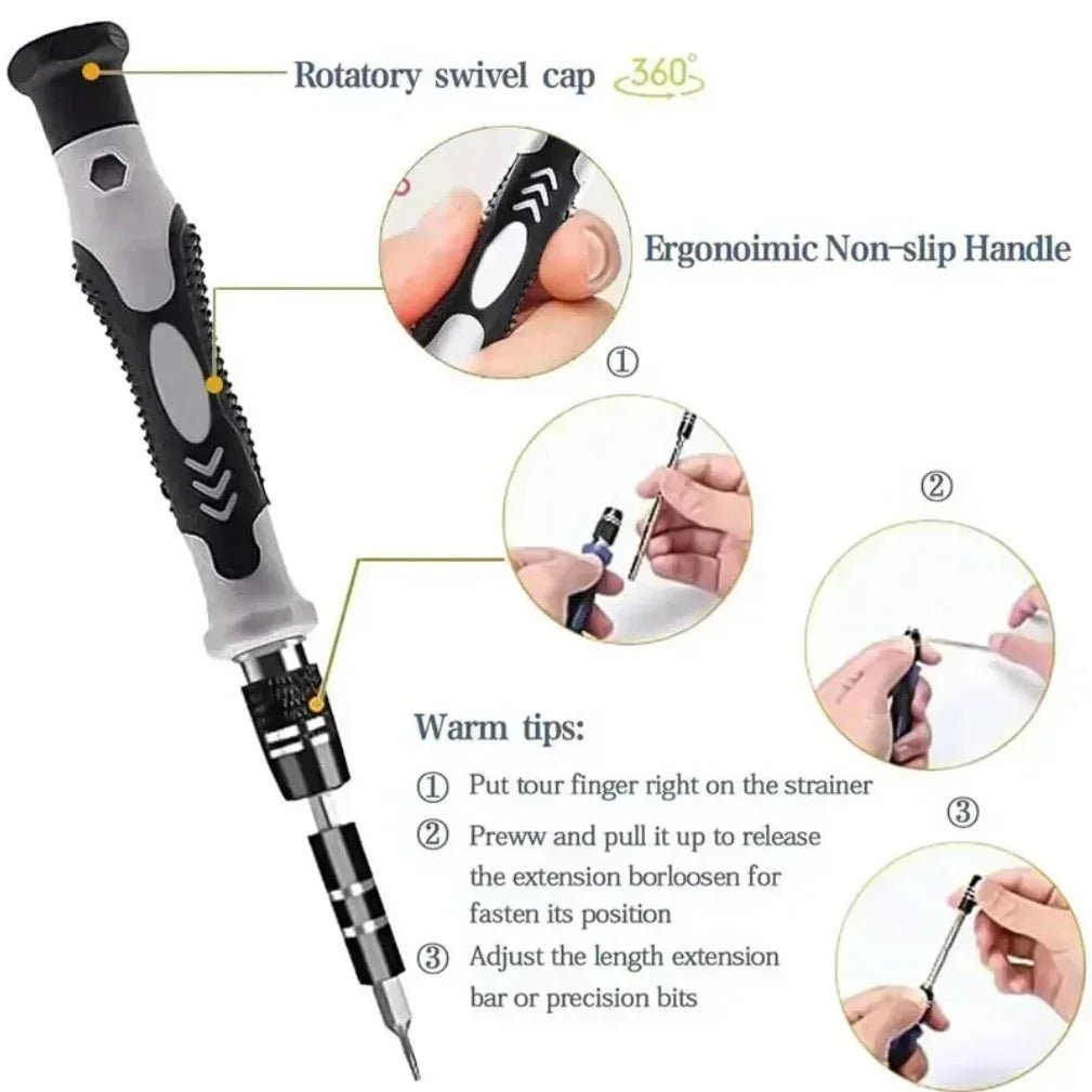 115 - in - 1 Mini Precision Screwdriver Set for Car Computer PC Mobile Phone and Device Repair Insulated Hand Home Tools - Beauty
