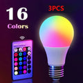 16 Colors RGB Bulb LED Multicolor Bulb E27 220V Household Lighting Dimmable 24 Key Remote Control Smart Lamp Atmosphere Light - Beauty
