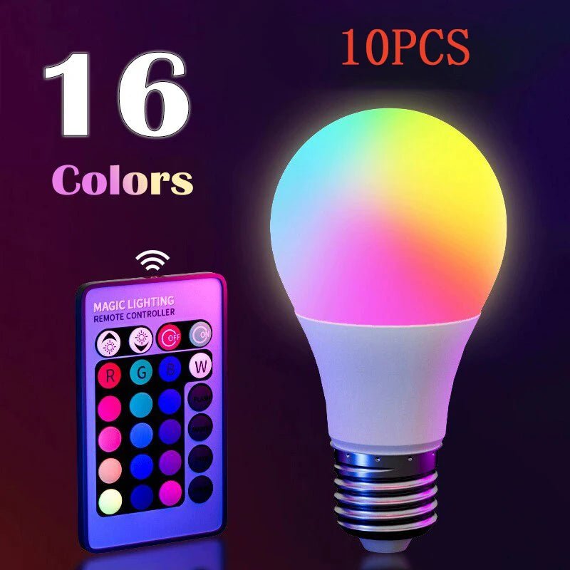 16 Colors RGB Bulb LED Multicolor Bulb E27 220V Household Lighting Dimmable 24 Key Remote Control Smart Lamp Atmosphere Light - Beauty