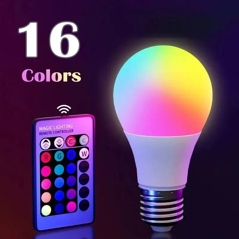 16 Colors RGB Bulb LED Multicolor Bulb E27 220V Household Lighting Dimmable 24 Key Remote Control Smart Lamp Atmosphere Light - Beauty