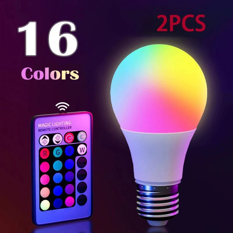 16 Colors RGB Bulb LED Multicolor Bulb E27 220V Household Lighting Dimmable 24 Key Remote Control Smart Lamp Atmosphere Light - Beauty