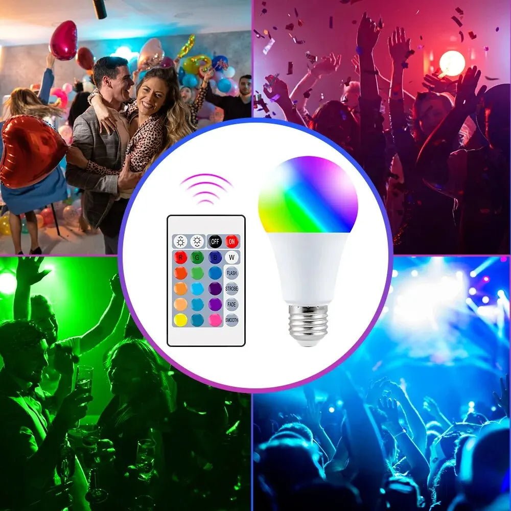 16 Colors RGB Bulb LED Multicolor Bulb E27 220V Household Lighting Dimmable 24 Key Remote Control Smart Lamp Atmosphere Light - Beauty