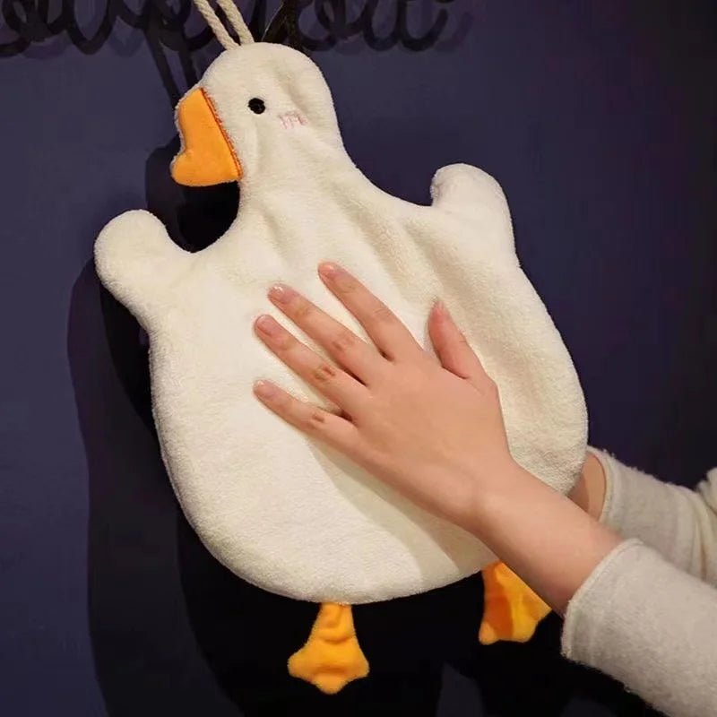 1PC Cartoon Goose Hand Towel Kitchen Bathroom Hand Towel Hanging Type with Super Water Absorption Quick Drying It Is Hard - Beauty