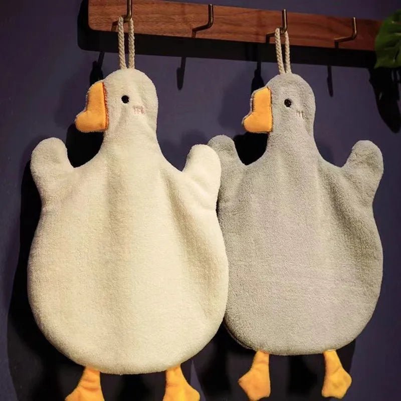 1PC Cartoon Goose Hand Towel Kitchen Bathroom Hand Towel Hanging Type with Super Water Absorption Quick Drying It Is Hard - Beauty