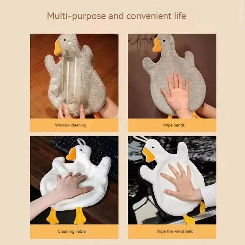 1PC Cartoon Goose Hand Towel Kitchen Bathroom Hand Towel Hanging Type with Super Water Absorption Quick Drying It Is Hard - Beauty