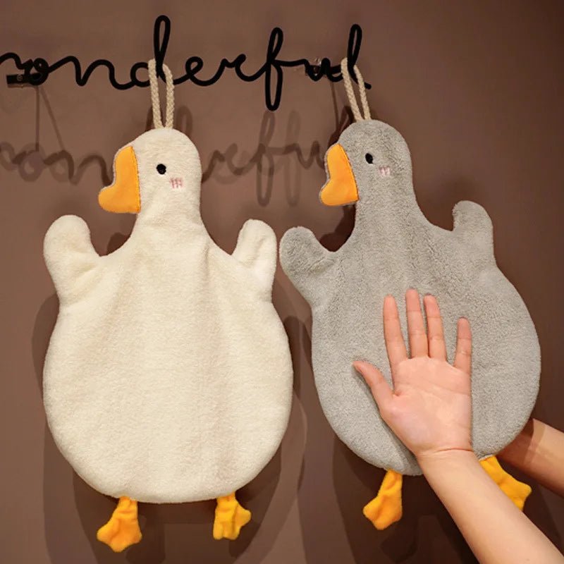 1PC Cartoon Goose Hand Towel Kitchen Bathroom Hand Towel Hanging Type with Super Water Absorption Quick Drying It Is Hard - Beauty