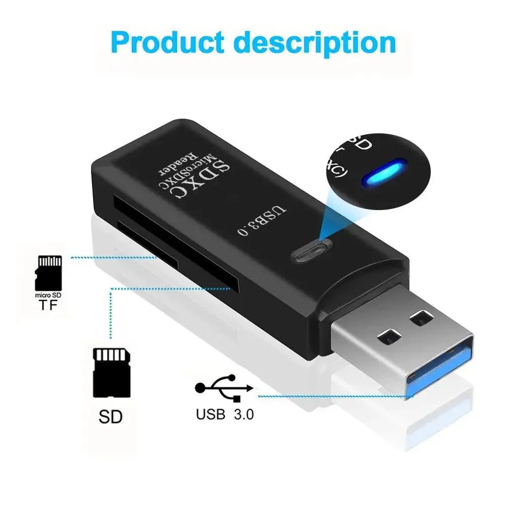 2 - in - 1 Multi Functional USB 3.0 Card ReaderMicro SD TFMemoryCardReaderUSBFlashDrive CardreaderAdapter For PCLaptops Accessories - Beauty