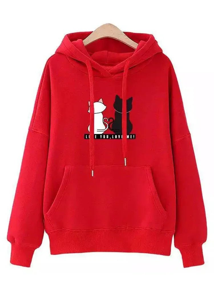 2023 Streetwear Hoodies Women Sweatshirt Autumn Spring Long Sleeve Harajuku Cat Print Sweatshirts Casual Pullover sudadera mujer - Beauty