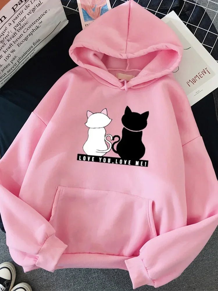 2023 Streetwear Hoodies Women Sweatshirt Autumn Spring Long Sleeve Harajuku Cat Print Sweatshirts Casual Pullover sudadera mujer - Beauty
