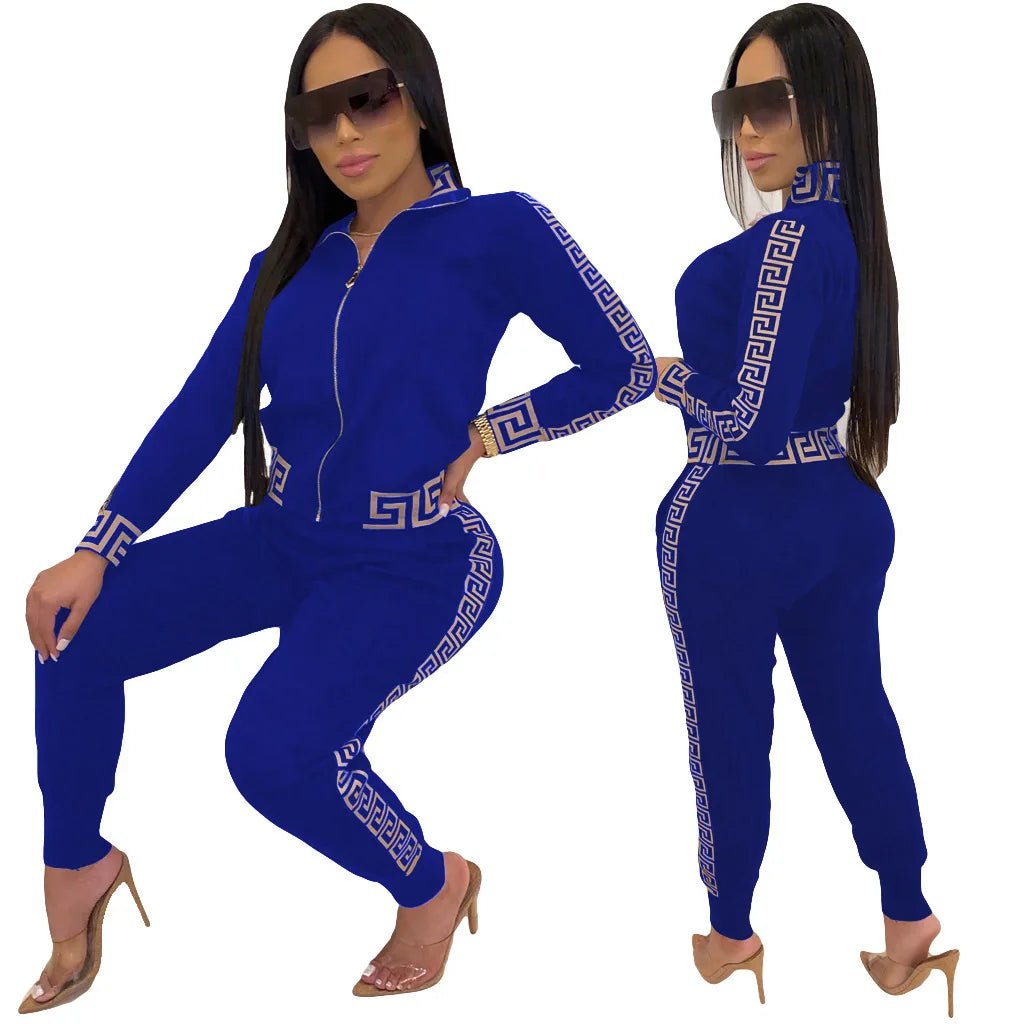 2023 Y2k Women's Sportswear Set Casual Elegant Maze Pattern Printed Fashion Spring Autumn Women's Office Two Piece Set New - Beauty