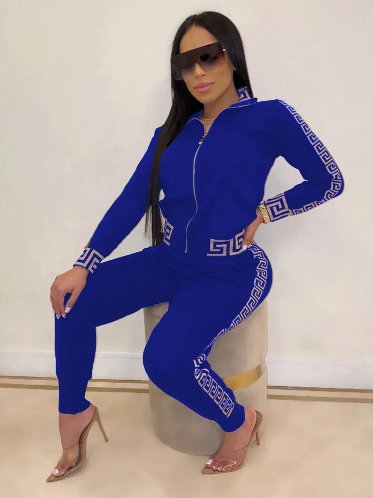 2023 Y2k Women's Sportswear Set Casual Elegant Maze Pattern Printed Fashion Spring Autumn Women's Office Two Piece Set New - Beauty