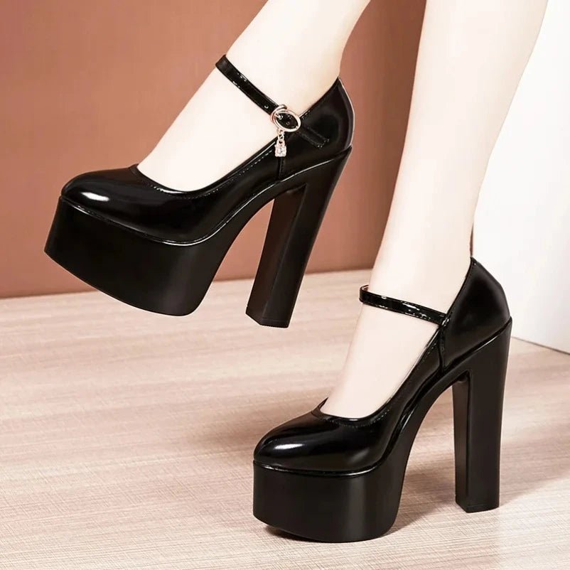 2025 15cm Small Size 32 - 43 Sexy Extreme Block High Heels Shoes for Dress Model Party Wedding Shallow Thick Bottom Platform Pumps - Beauty