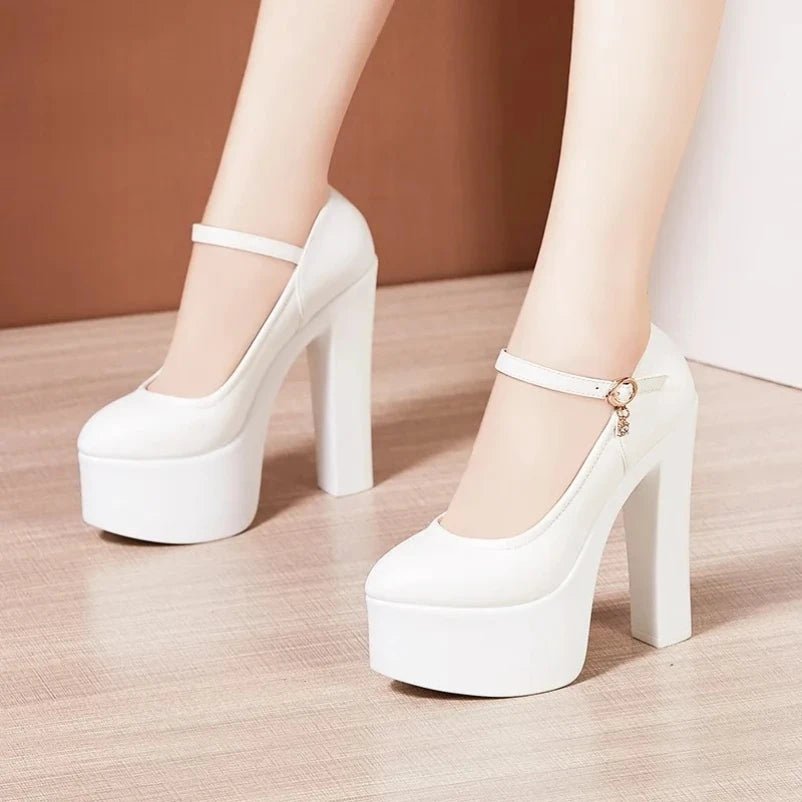 2025 15cm Small Size 32 - 43 Sexy Extreme Block High Heels Shoes for Dress Model Party Wedding Shallow Thick Bottom Platform Pumps - Beauty