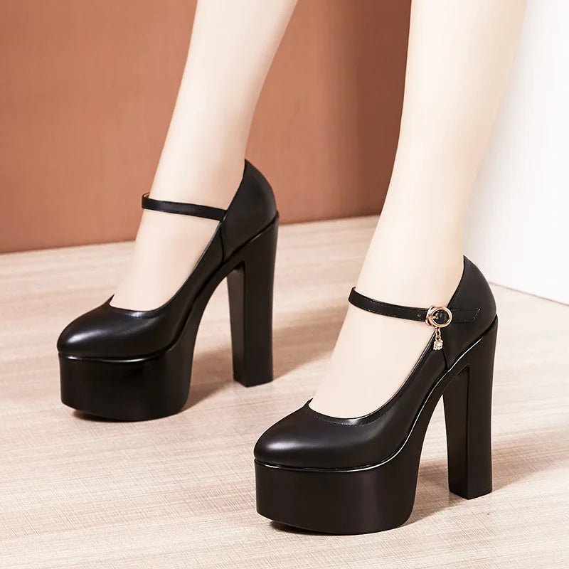 2025 15cm Small Size 32 - 43 Sexy Extreme Block High Heels Shoes for Dress Model Party Wedding Shallow Thick Bottom Platform Pumps - Beauty