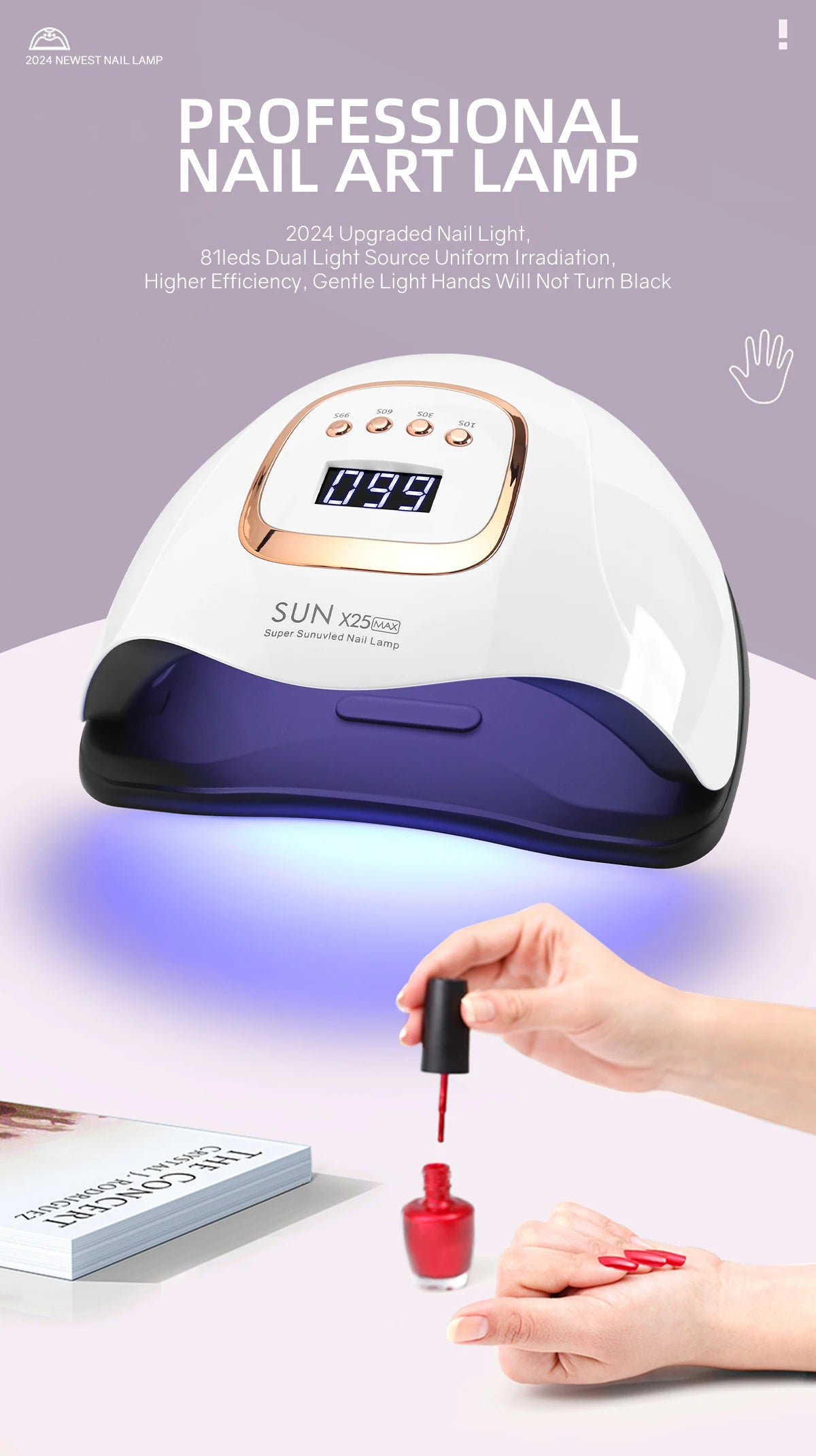 Sun-X25-max 380W 81LEDs UV LED Lamp for Nails Powerful Nail Dryer For Curing All Gel Nail Polish Drying UV Light for Manicure