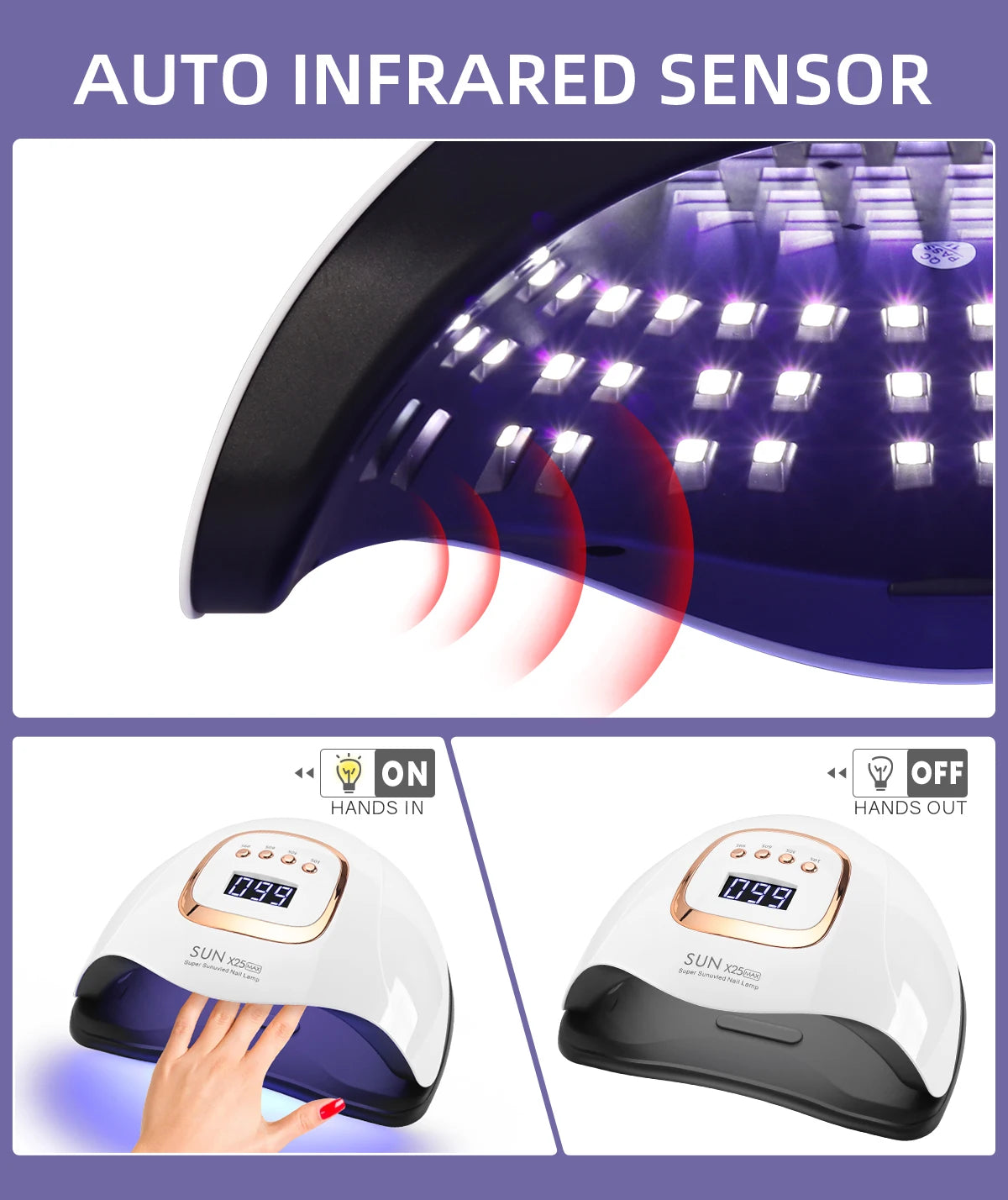 Sun-X25-max 380W 81LEDs UV LED Lamp for Nails Powerful Nail Dryer For Curing All Gel Nail Polish Drying UV Light for Manicure