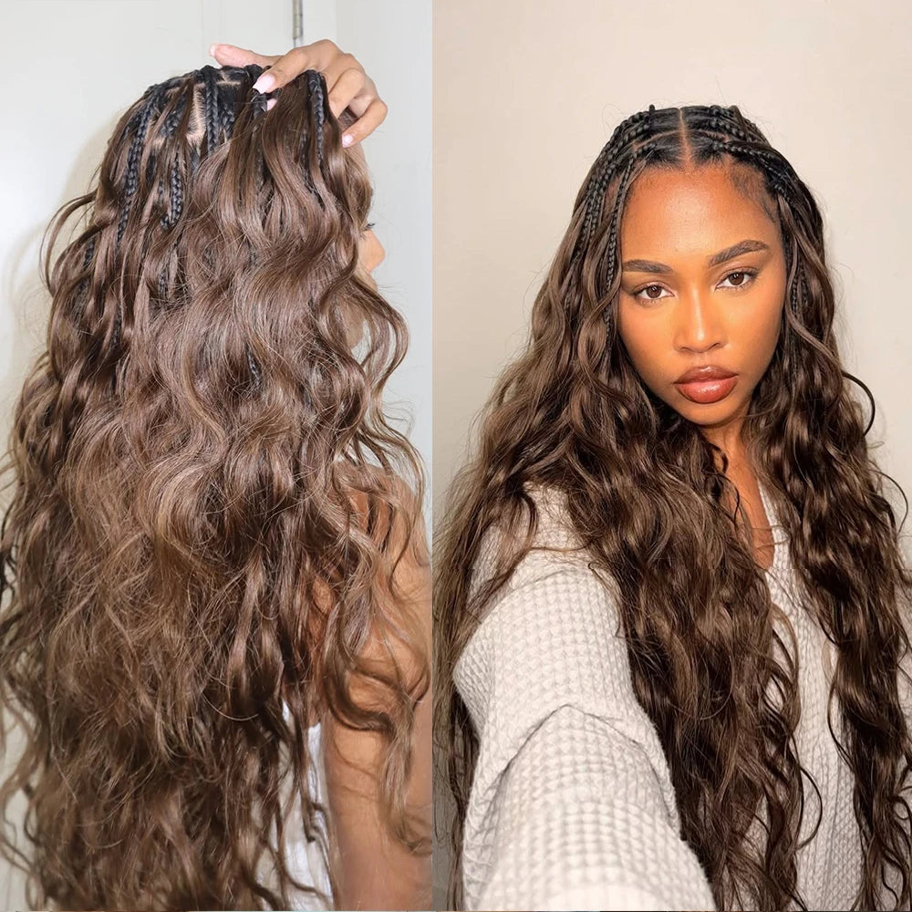 100% Human Hair Chocolate Brown Miracle Knots Crochet Human Hair Crochet Braids Body Wave Feather Crochet Human Hair Extensions