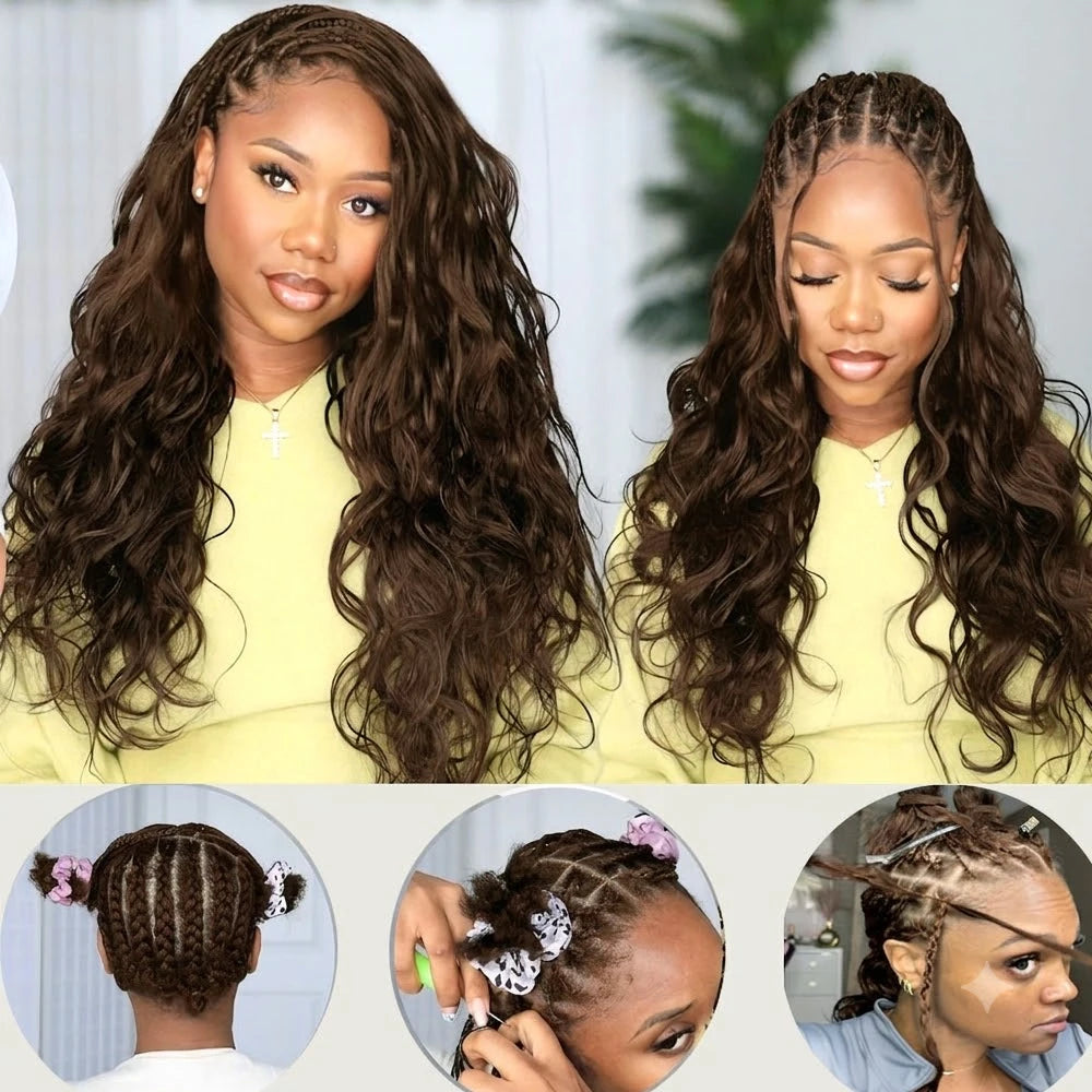 100% Human Hair Chocolate Brown Miracle Knots Crochet Human Hair Crochet Braids Body Wave Feather Crochet Human Hair Extensions