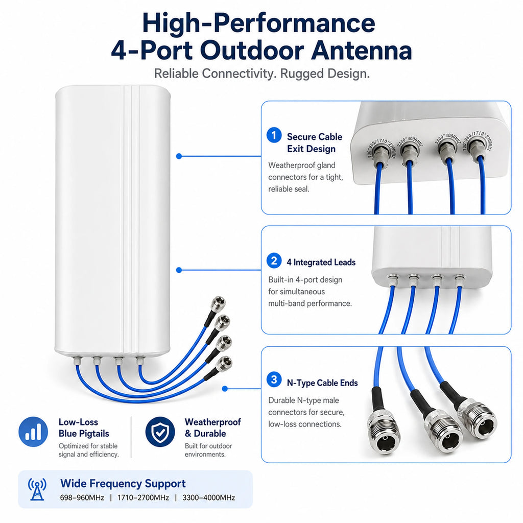 4x4 MIMO 5G/4G LTE & UWB Antenna 698-4000MHz,Compatible AT&T/Verizon/T-Mobile,Support N2/N5/N77/N66/N260