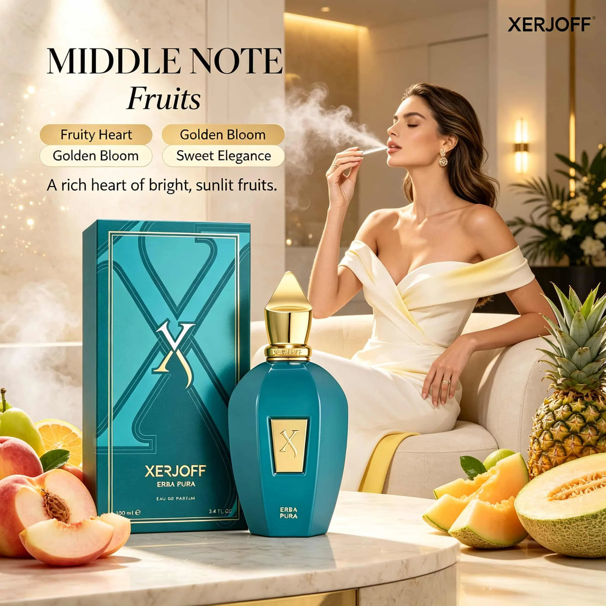 Xerjoff Erba Pura Eau De Parfum 3.4 oz 100ml, Fresh Fruity Citrus Notes with Long-Lasting Fragrance for 8-10 Hours, Juicy Fruit Basket with Vibrant Energy | Daily Commuting/Spring/Summer Daily/Vacation Travel