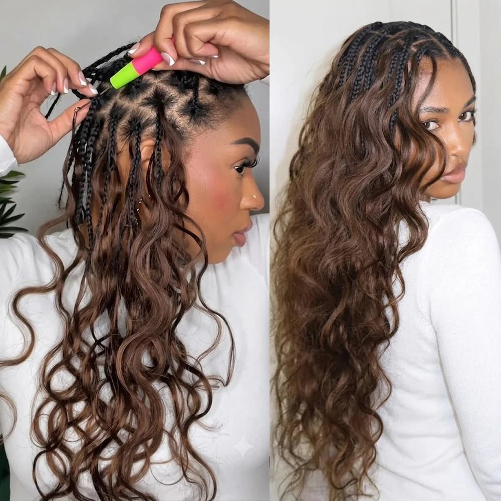 100% Human Hair Chocolate Brown Miracle Knots Crochet Human Hair Crochet Braids Body Wave Feather Crochet Human Hair Extensions