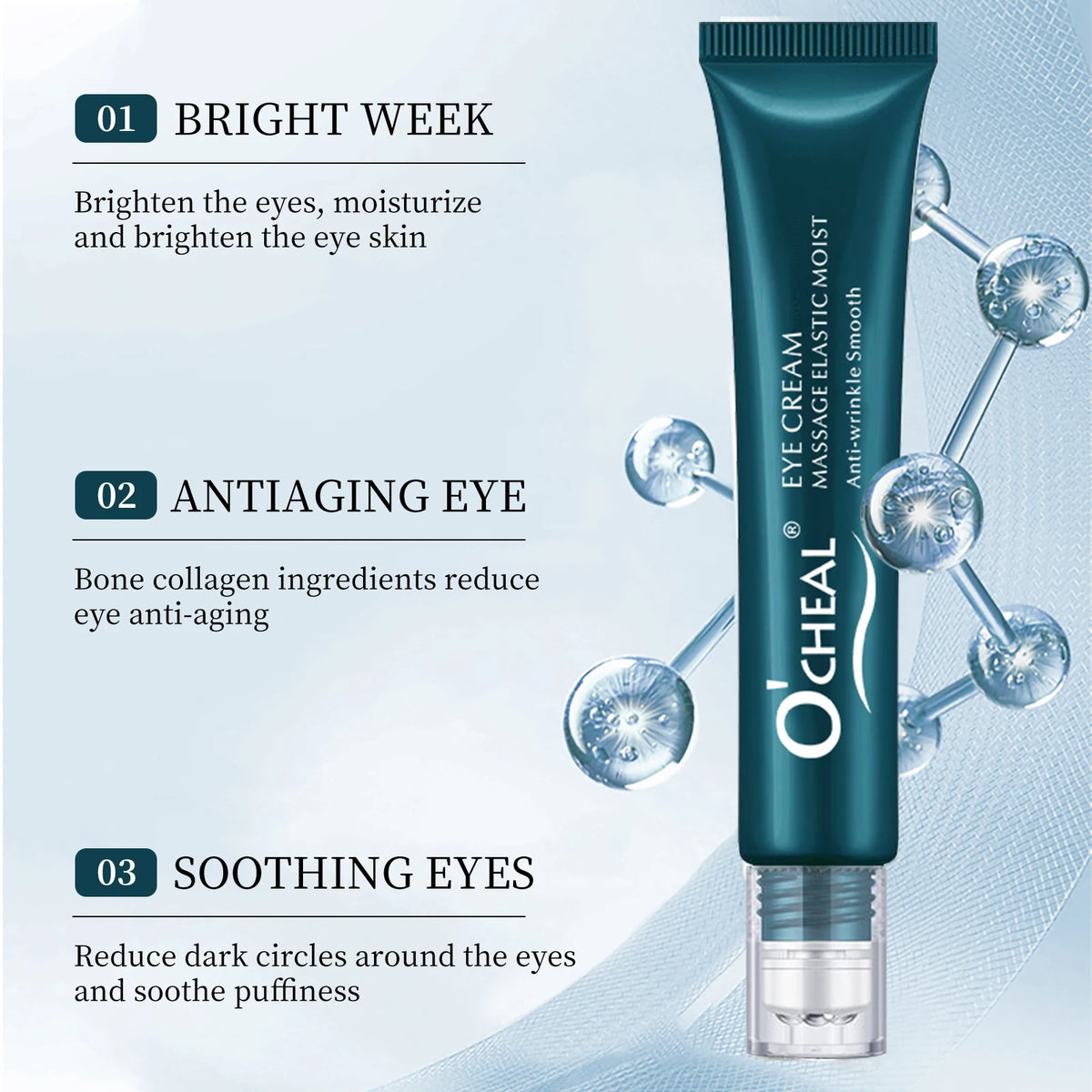 O‘Cheal Roller Massage Eye Cream Lightening Dark Circles Firming Skin Instant Eye Repair Serum Stick for Women Eyes Care