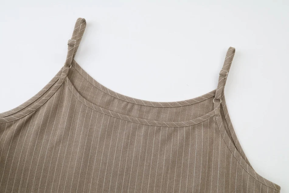 AS AW26 Pinstripe collection woman clothes ribbing cardigan + Embroidery vest  + Pinstripe slip dress+  Pinstripe  skirt