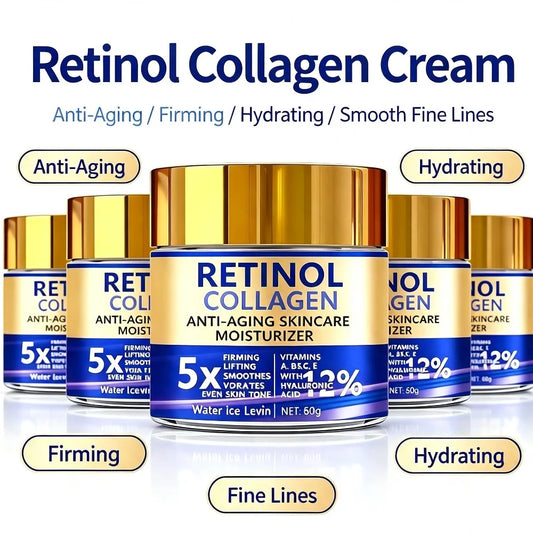 60G Retinol Collagen Face Cream Moisturizing and Anti-Wrinkle Firming Cream Firming Lifting Smoothing Face Cream Even Skin Tone