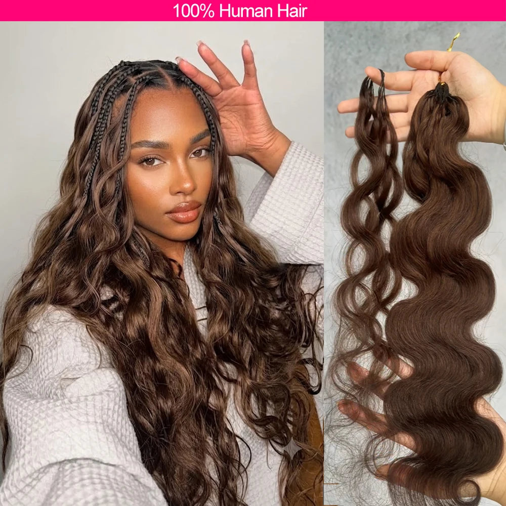 100% Human Hair Chocolate Brown Miracle Knots Crochet Human Hair Crochet Braids Body Wave Feather Crochet Human Hair Extensions