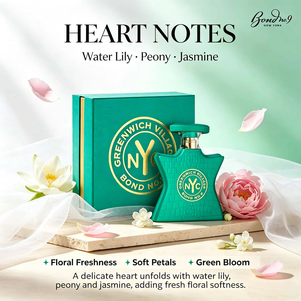 Bond No 9 Greenwich Village Fresh Flower and Fruit Gulong Perfume, 3.4 oz. 100 ml, Tropical Fruit Fragrance + Floral Opening Musk + Amber Middle Note Vanilla + Pink Feeling Warm Ending | Cheerful, Bright, Sweet and Not Greasy