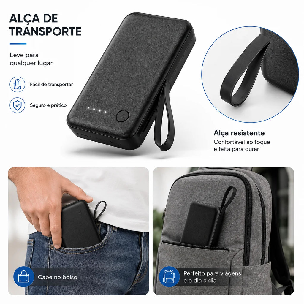 Power Bank 12000mAh E 26000mAh Carregador Rápido Portátil Com 4 Cabos USB Para Smartphone E Viagem