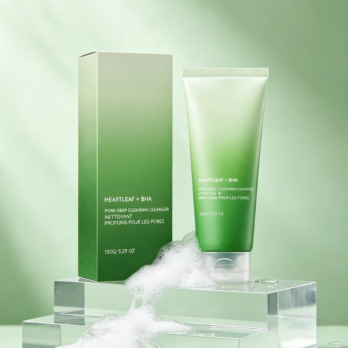 Heartleaf BHA Foaming Facial Cleanser Rich Creamy Foam Gentle Exfoliation Oil Control Unclog Pores Refreshing Daily Skin Care