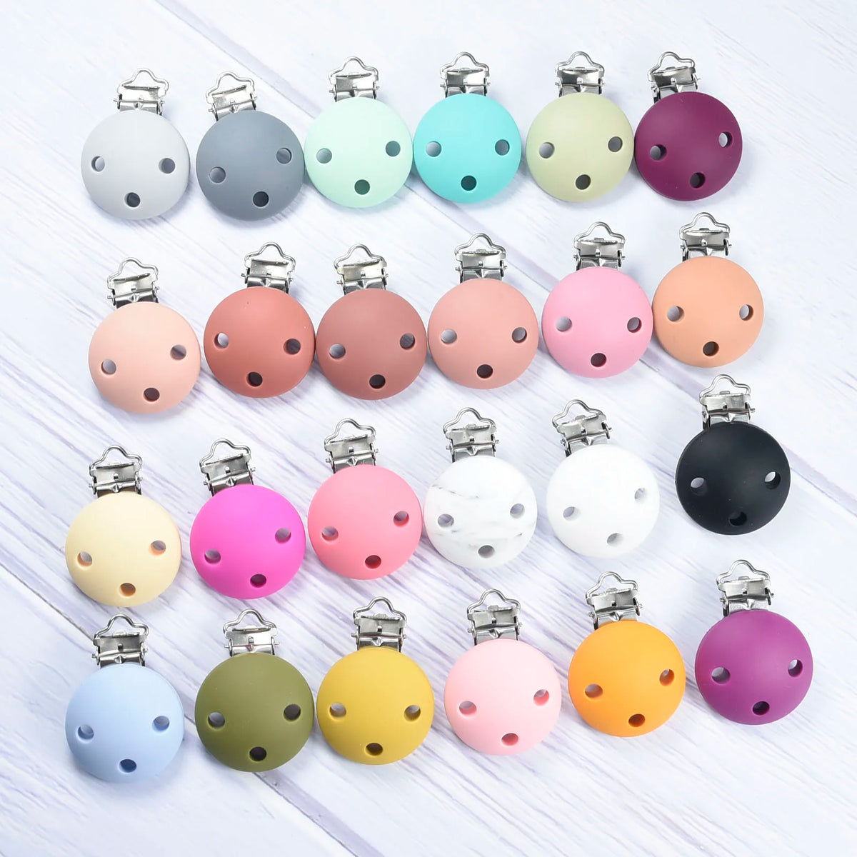 10 PCS 35 MM Round Silicone Clips BPA Free Baby Teething Teether Necklace Accessories Infant Pacifier Holder Chain Nipple DIY