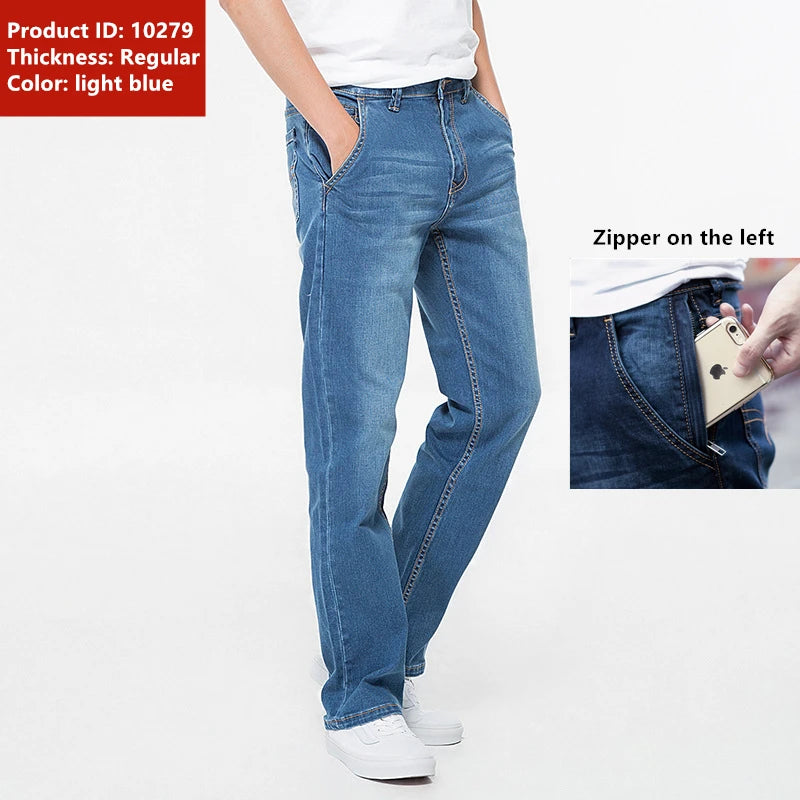 42 44 46 48 large size men's loose denim jeans autumn and winter brand clothing high quality anti-theft zipper pocket jeans