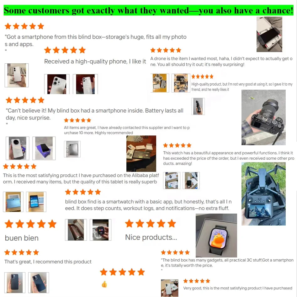 High Quality Electronics Mystery Festival Gift Random Boxes with 5 Pieces Smartphone 5g Smart Watch Earphone Surprise Blind Box