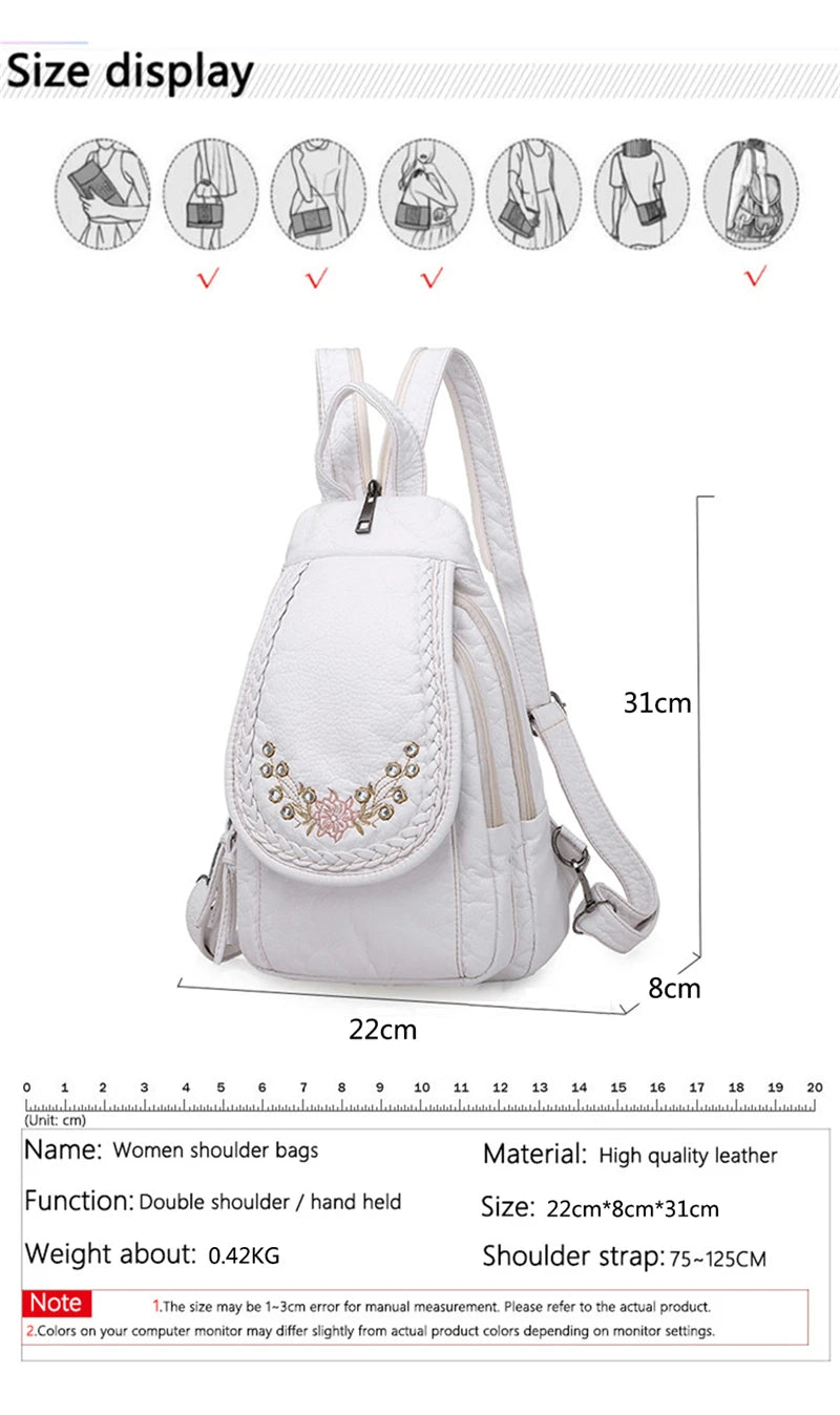 Hot White Women Backpack Female Washed Soft Leather Backpacks Ladies Sac A Dos School Bags for Girls Travel Back Pack Rucksacks