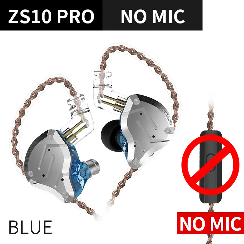 KZ ZS10 Pro 4BA 1DD Hybrid In Ear Metal Earphones10 Drivers HIFI Bass Earbuds Monitor Sport Noise Cancelling Headset ZSX ZAX Z3