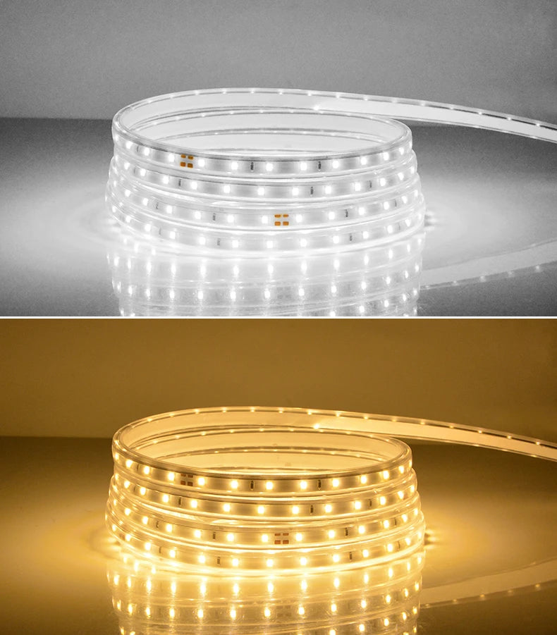 1-100M LED Tape AC220V LED 60-276LEDS With EU SMD 2835 5050 High Safety Brightness Flexible Strip Outdoor Waterproof Strip Light