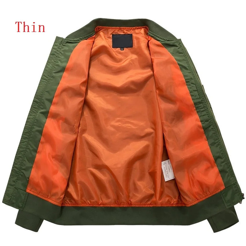 Spring Autumn Bomber Jacket Men's Fashion Thick Warm Military Motorcycle Jackets Men Flight Ma-1 Pilot Air Force Brand Coat